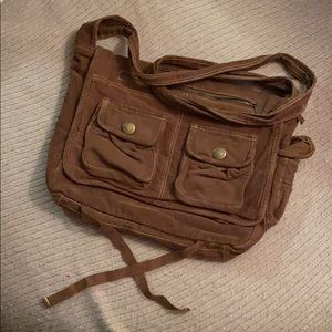 Abercrombie & Fitch brown corduroy/floral bag